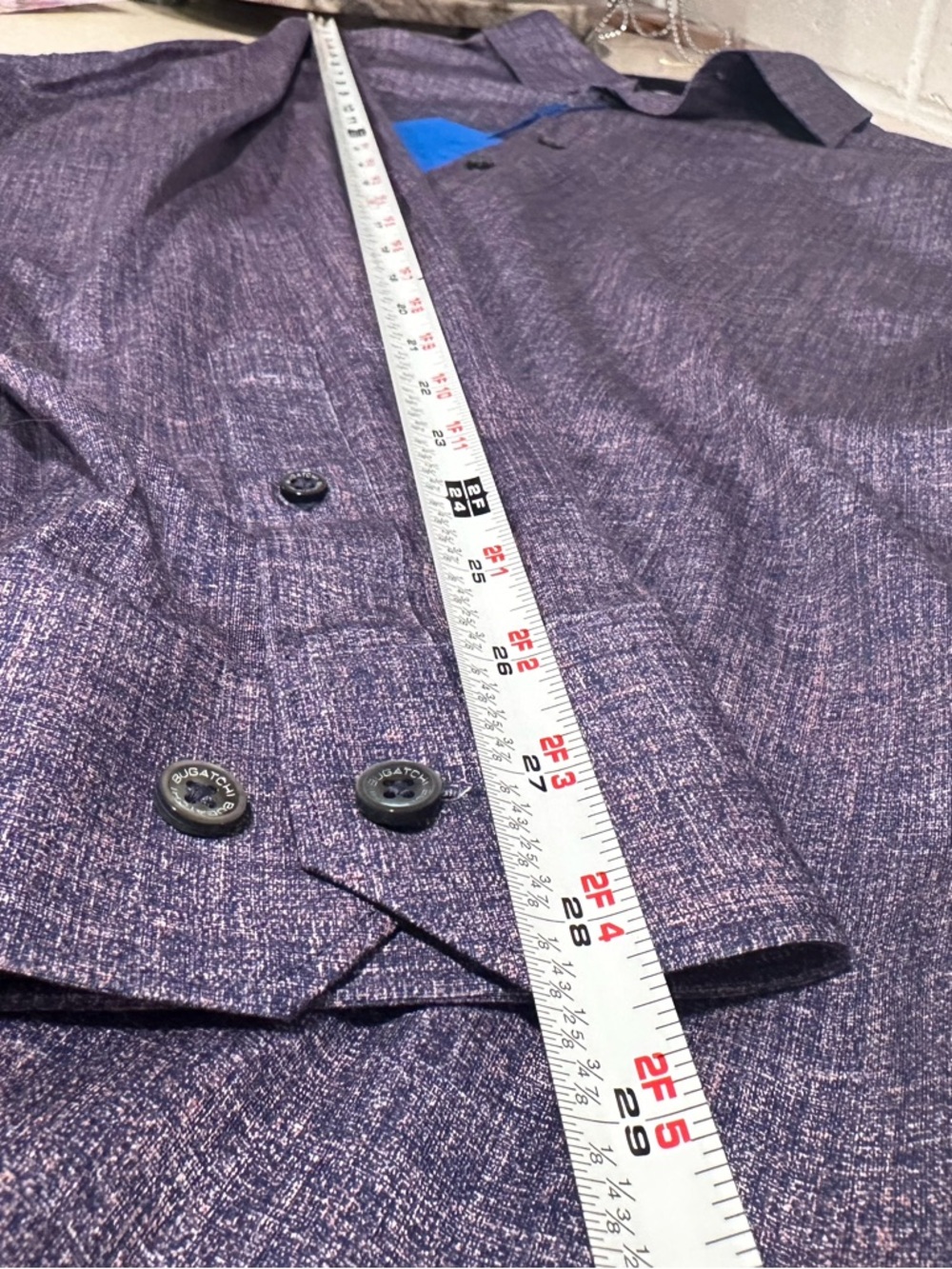 Bugatchi Men’s James Chambray OoohCotton Shirt Mocha XXL Heather Purple NWT - Picture 13 of 16